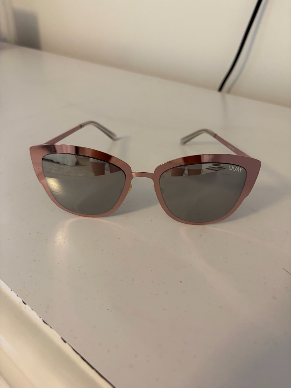 Quay Australia Rose Pink Cat Eye Sunglasses with Gray Lenses